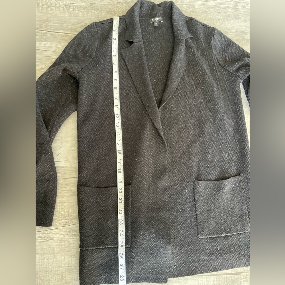 Express black sweater blazer with herringbone pattern, size XS. - Picture 3 of 7